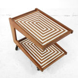 Cart bar teak with pattern maze 1960 s