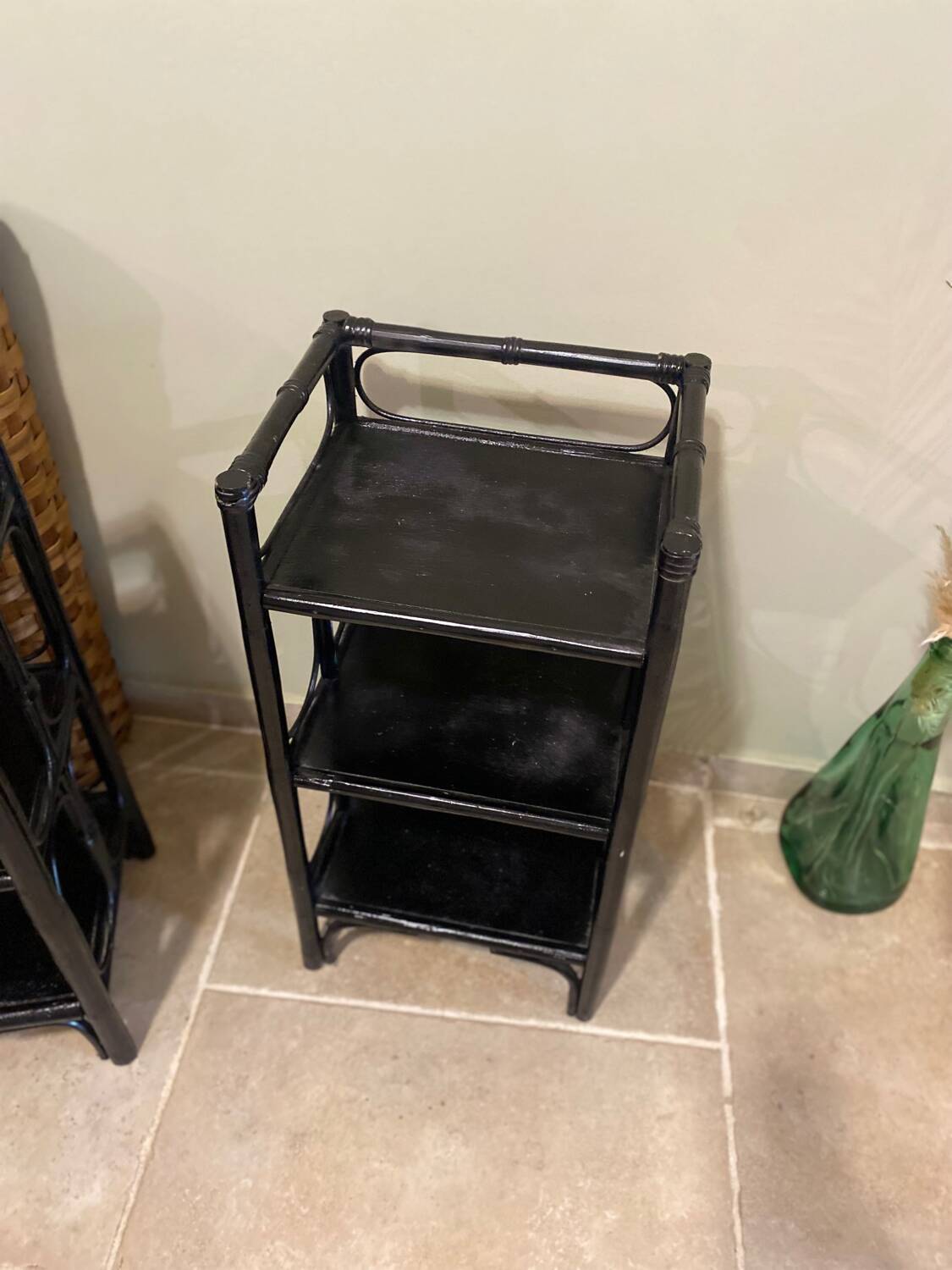 Black rattan shelf