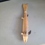 Vintage handmade wooden articulated fish - Ref 854