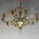 Venetian chandelier in gilded Murano glass, 10 light arms, circa 1920.