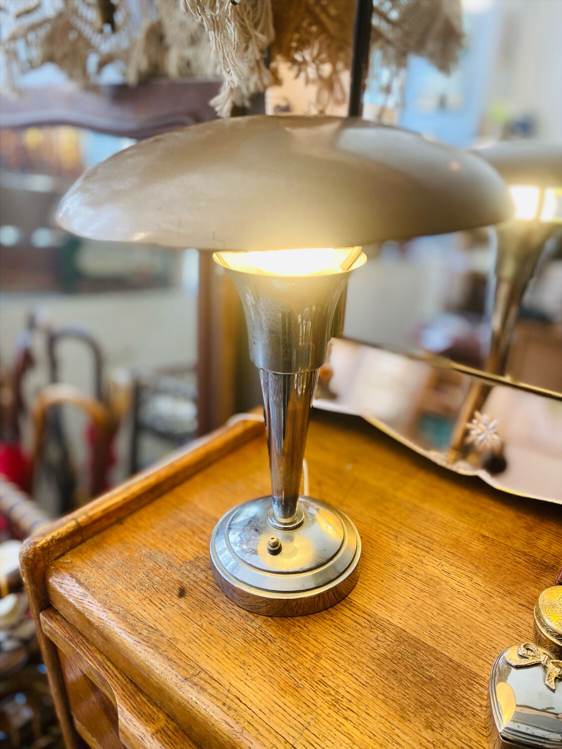 1950s metal mushroom lamp