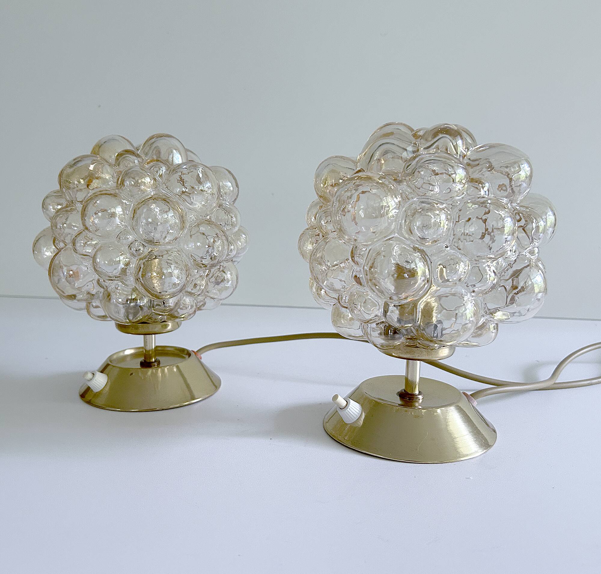 Pair of Limburg Bubble Glass Lamps