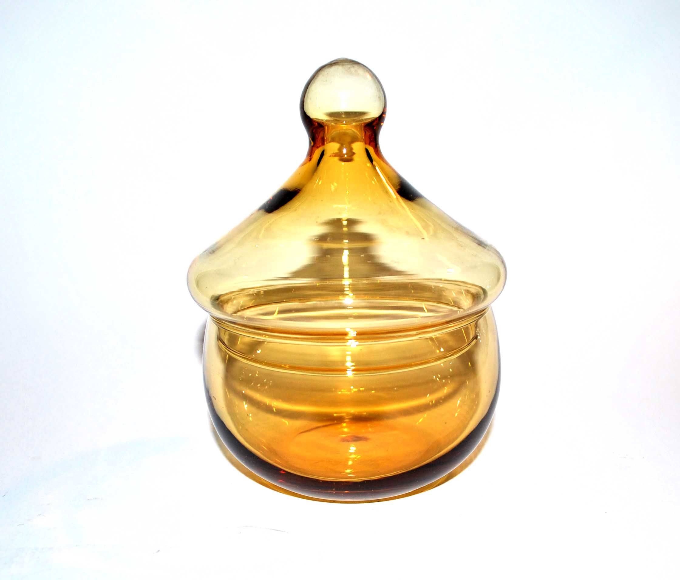 Candy box in orange smoked glass 1960-1970