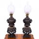 Pair of bronze oil lamps, France, circa 1880.