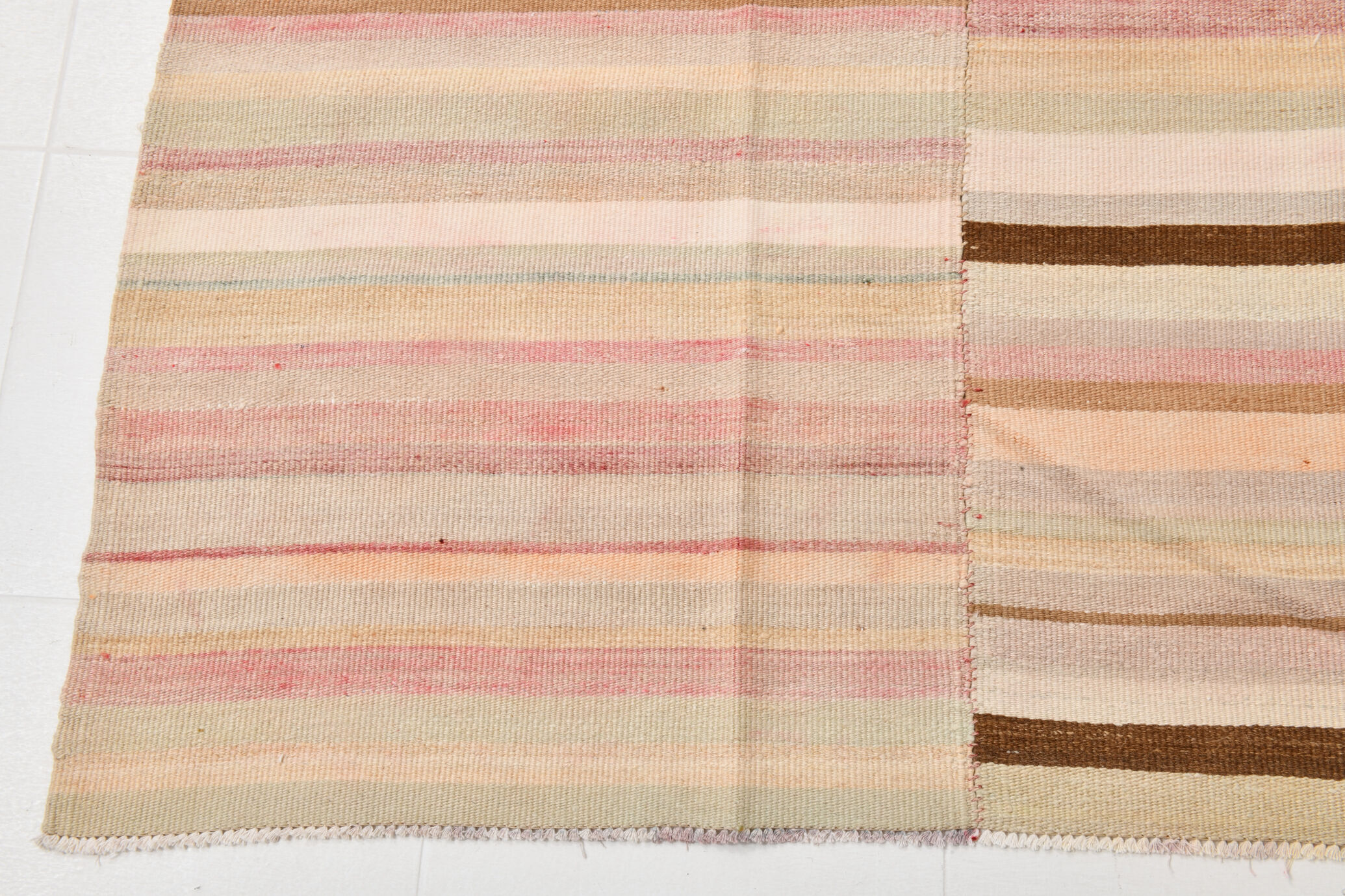 Striped wool kilim rug, 216x292 cm