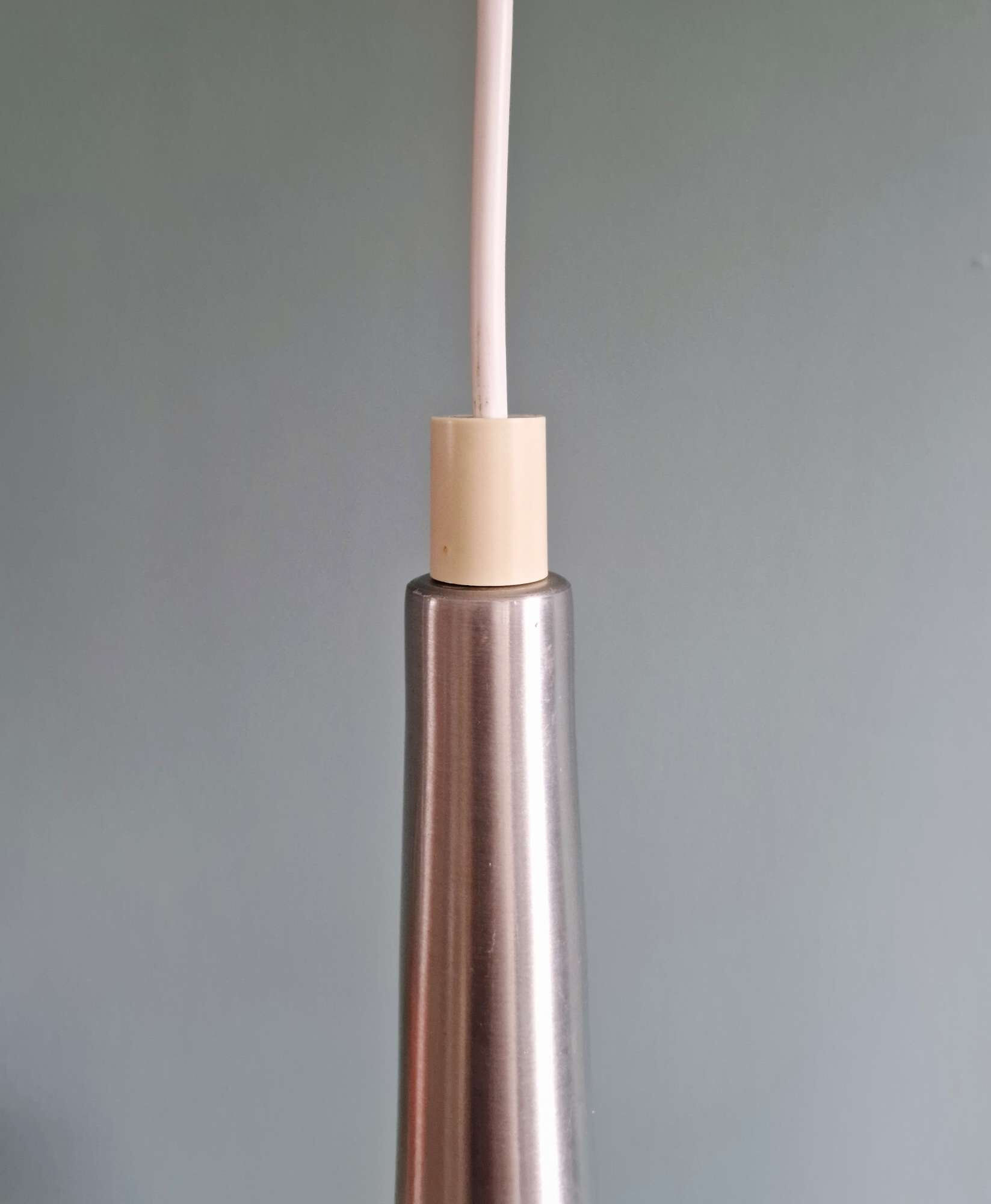 Pair of Scandinavian brushed aluminium pendants, Philips, 1960s