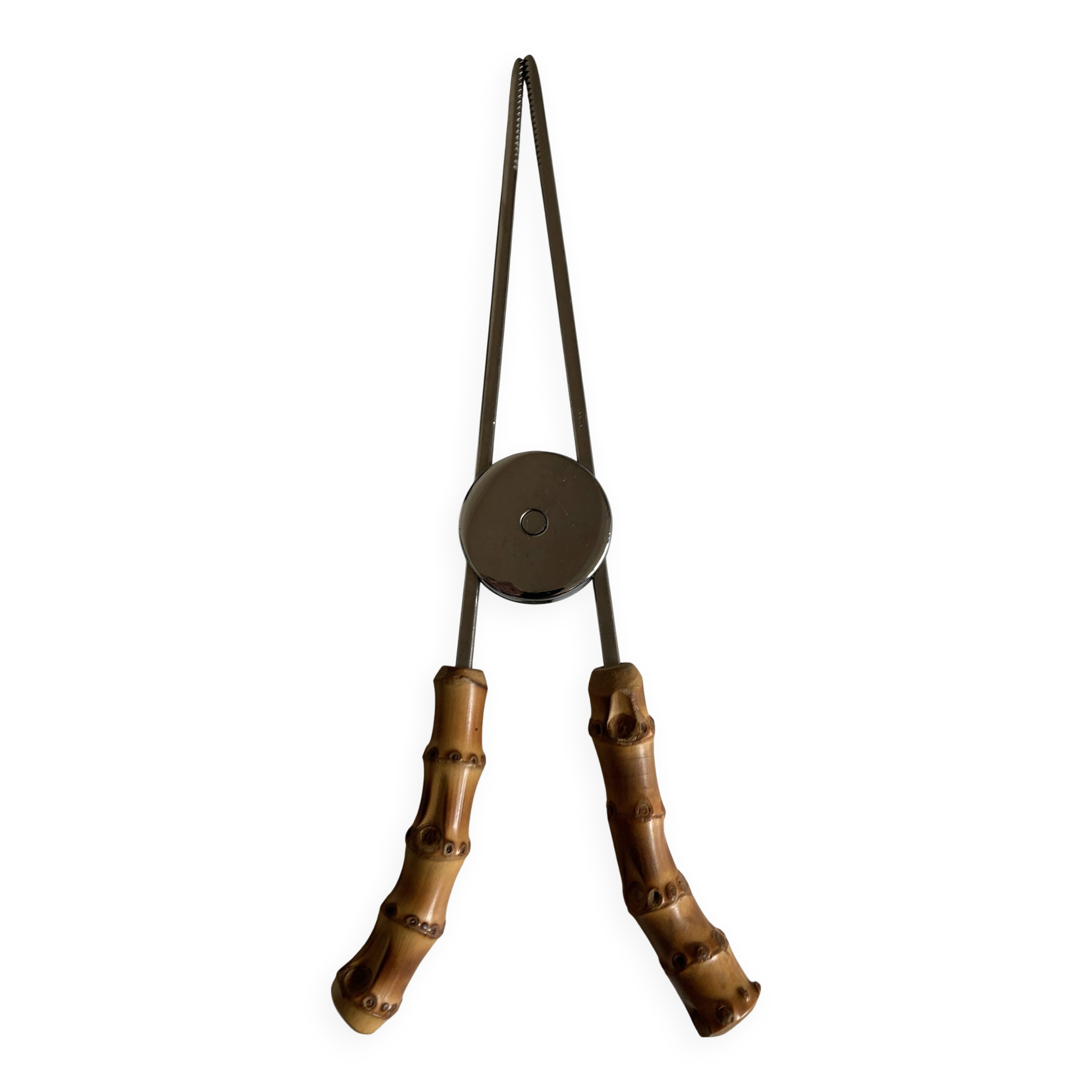 1960 dlg Adnet steel and bamboo ice tongs