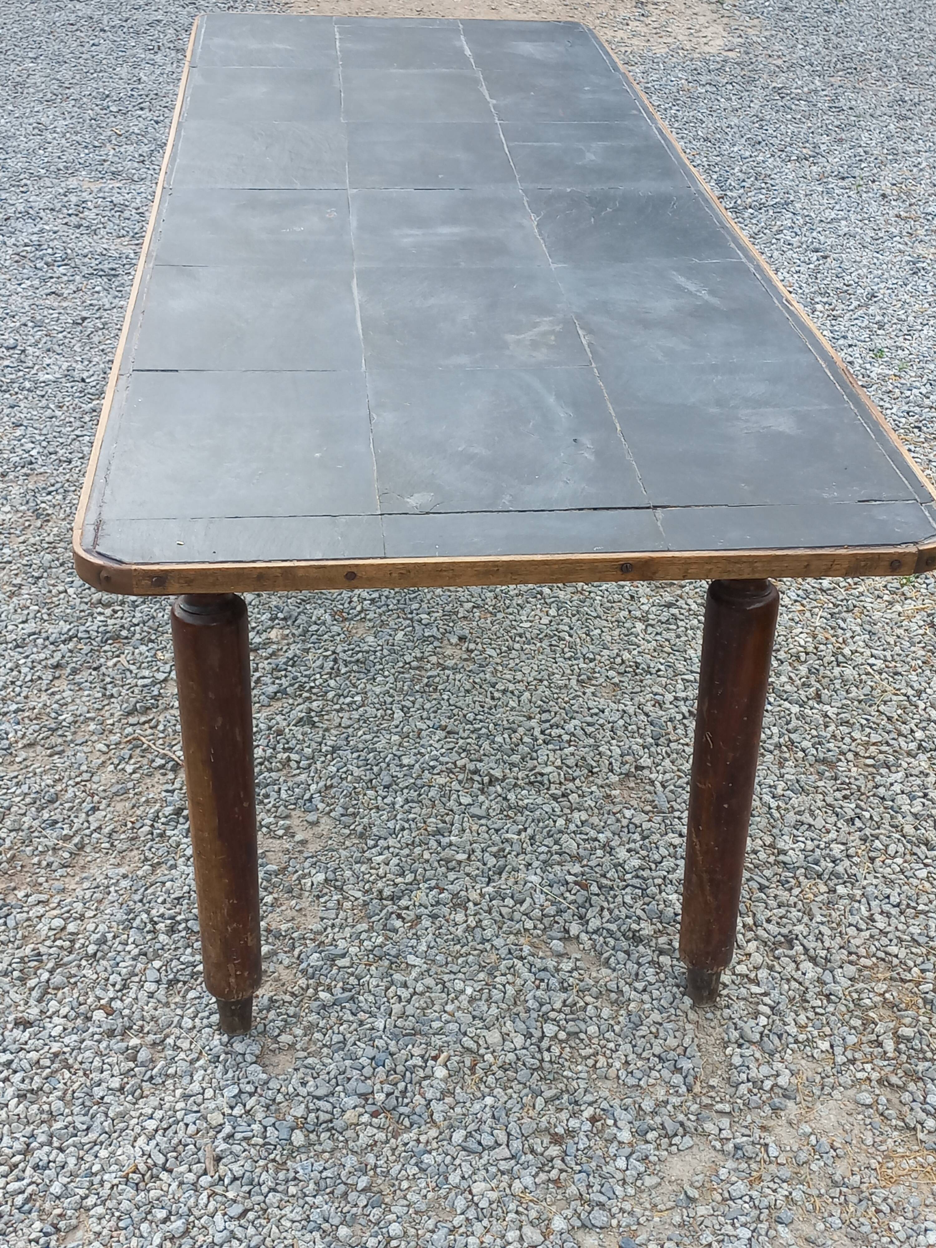 Farmhouse table, late 19th/early 20th century, 6 drawers, slate top 2