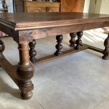 Old dining table with parquet floors