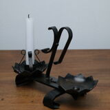 Old turned wrought iron candlesticks