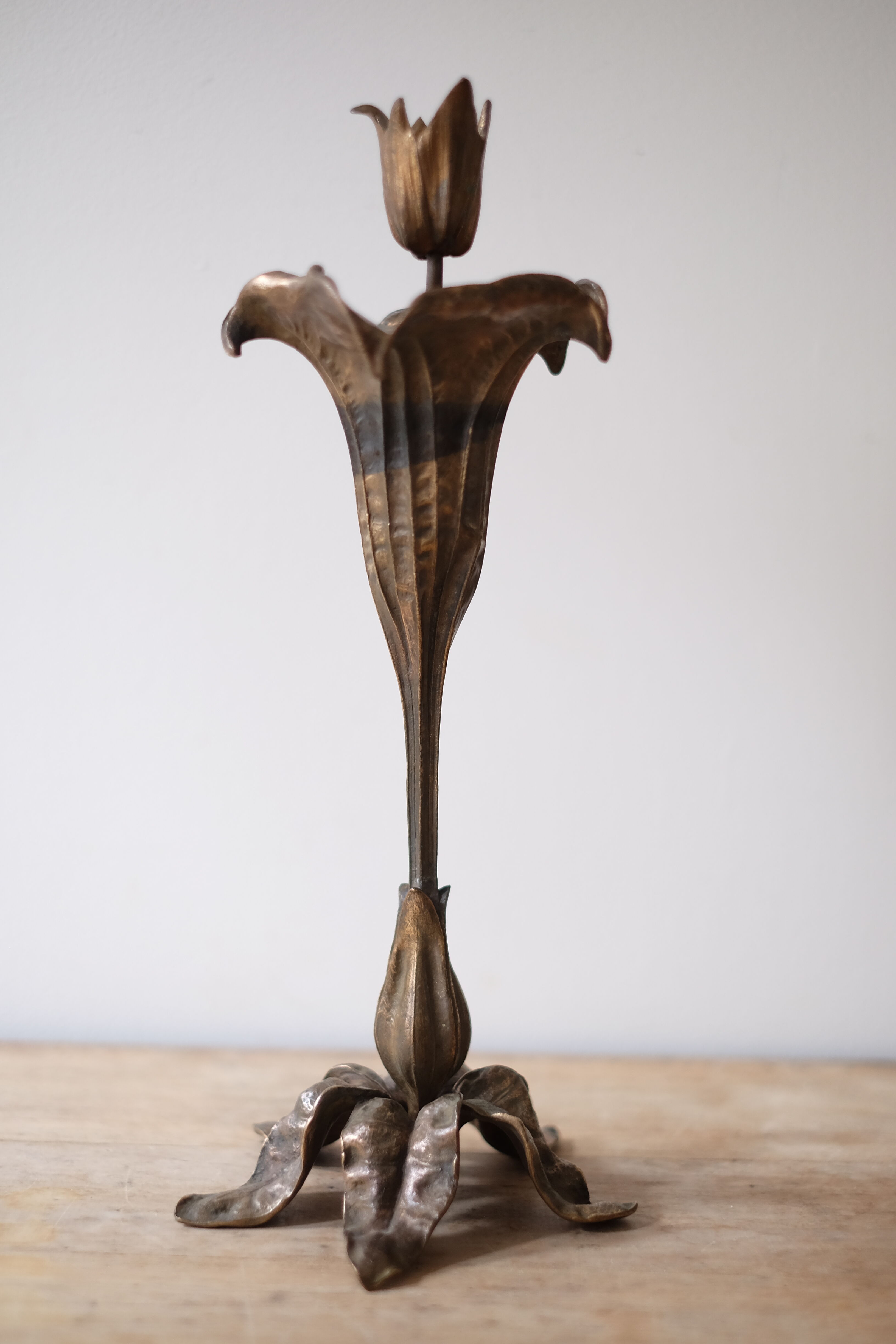 Art Nouveau bronze candle holder