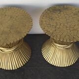 Set Of 2 Vintage Side Tables In Wheat Sheaf Shape By Mcguire - 1970S