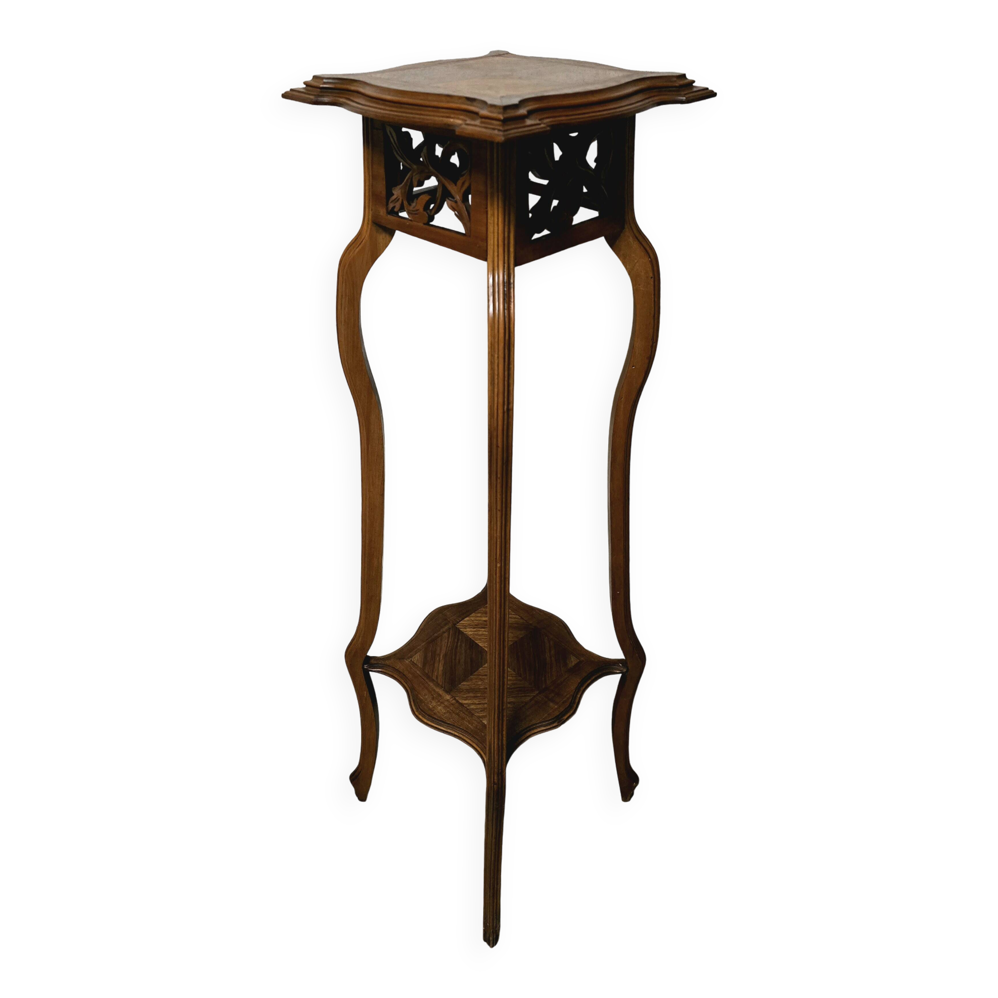 Art Nouveau High Walnut Stand - Jugendstil