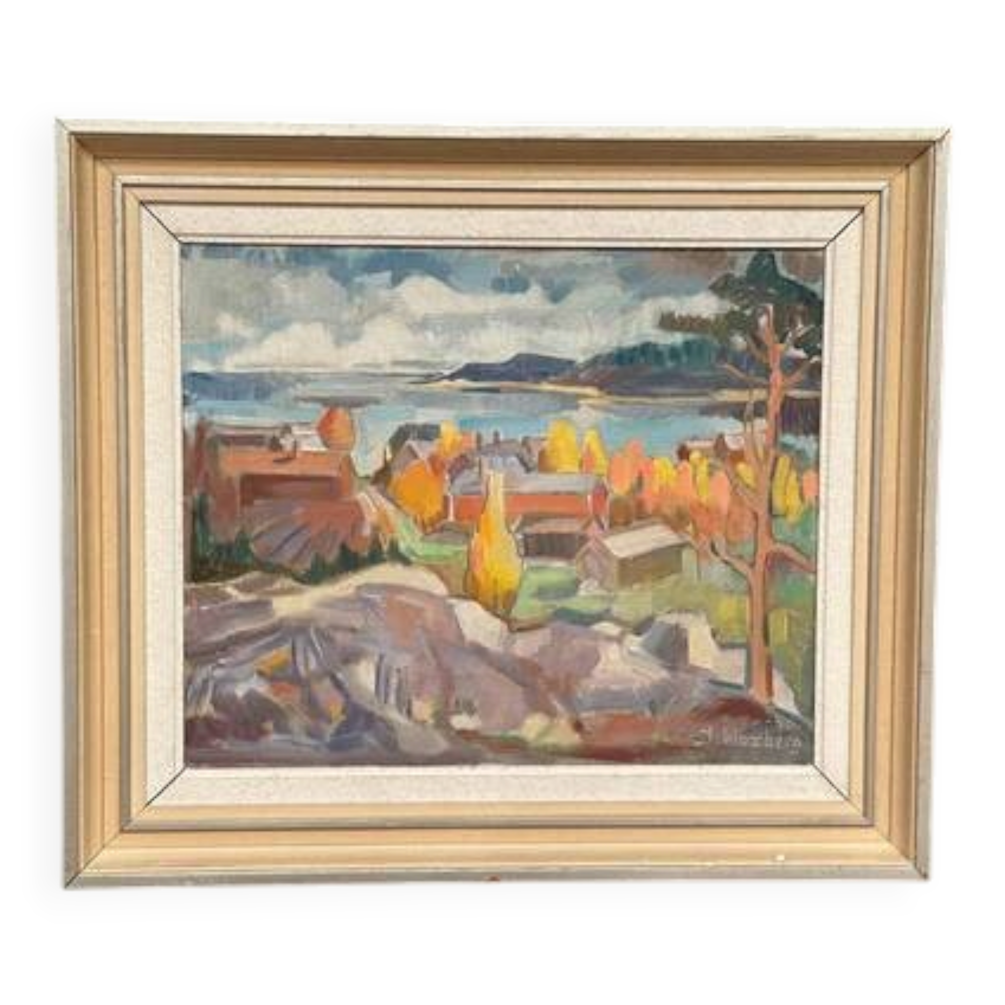 Swedish Oil On Panel "Autumn landscape" by J. Woxberg