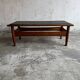 Vintage Oak Coffee Table with Dark Slate Top — Warm Oak Frame and Charcoal Slate Surface