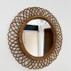 Italian Circle Rattan Bamboo Wall Mirror, 1960s