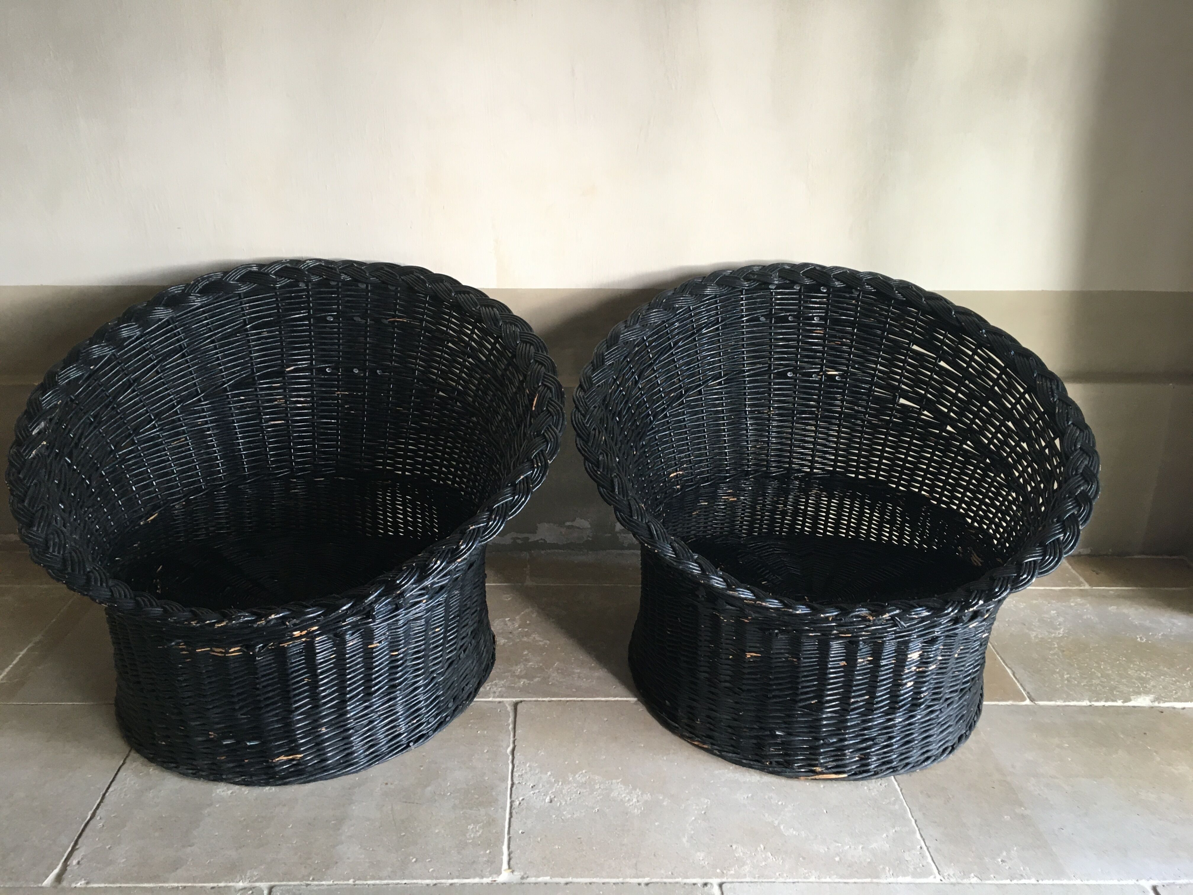 Black diabolo rattan set of the 60s