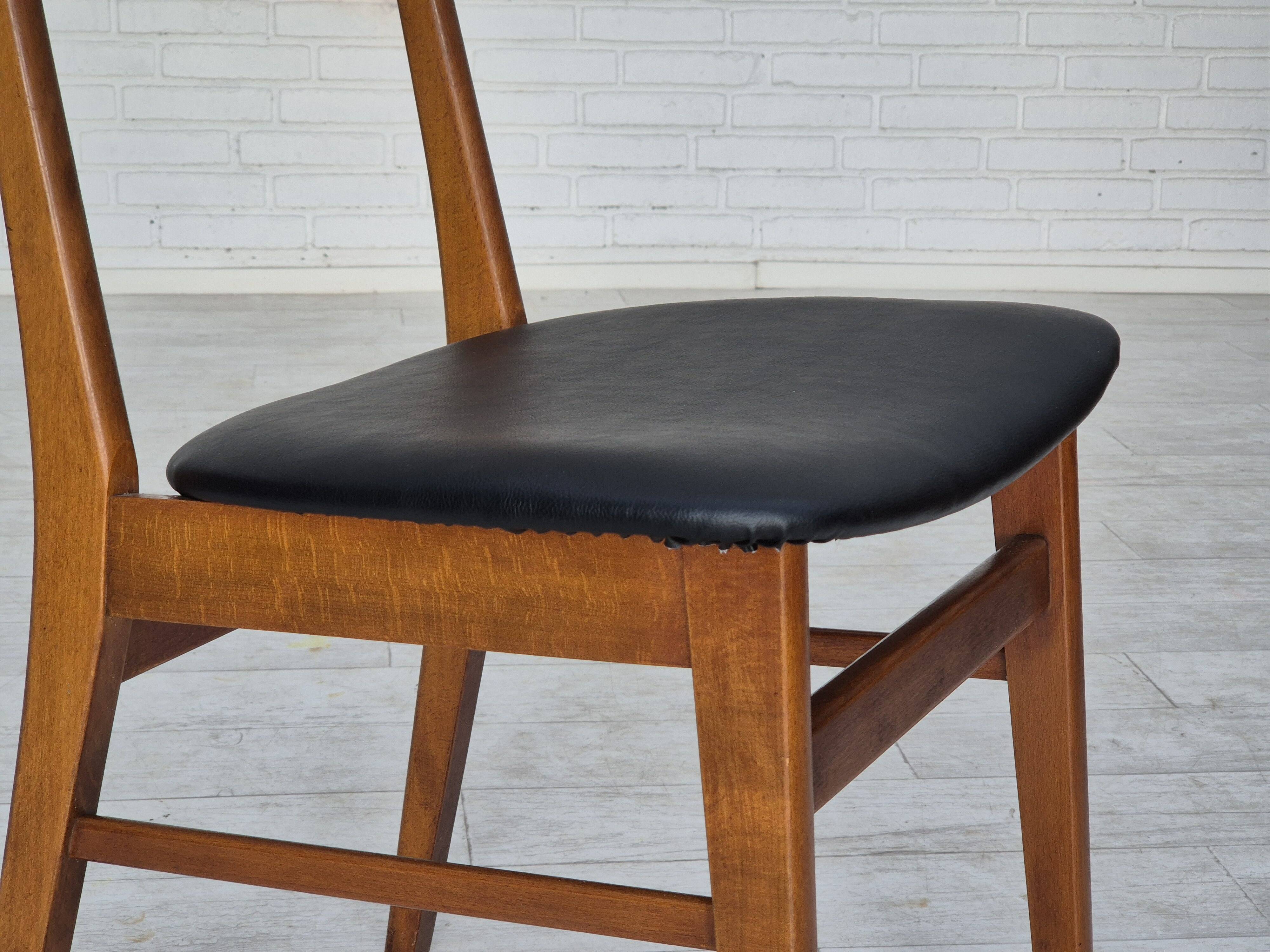 1960s, set of 4 Danish dining chairs by Farstrup, bent teak wood, reupholstered.