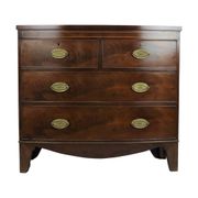 Large Antique English Chest of Drawers Bow Front 1860 Mahogany Veneer 106cm