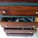 Chiffonnier vintage chêne commode vert anglais