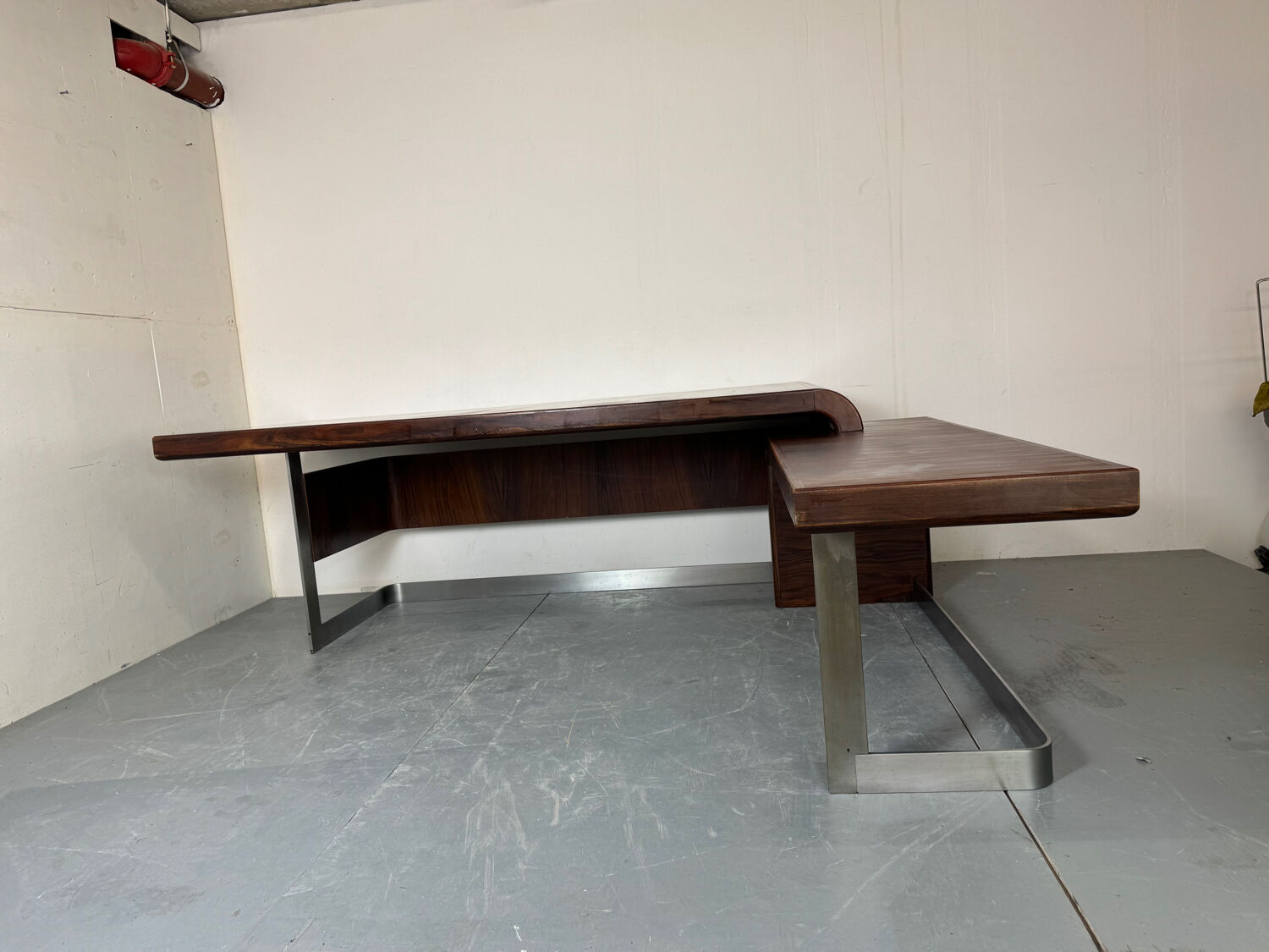 Vintage Danish design mid century wood steel Sibast executive desk