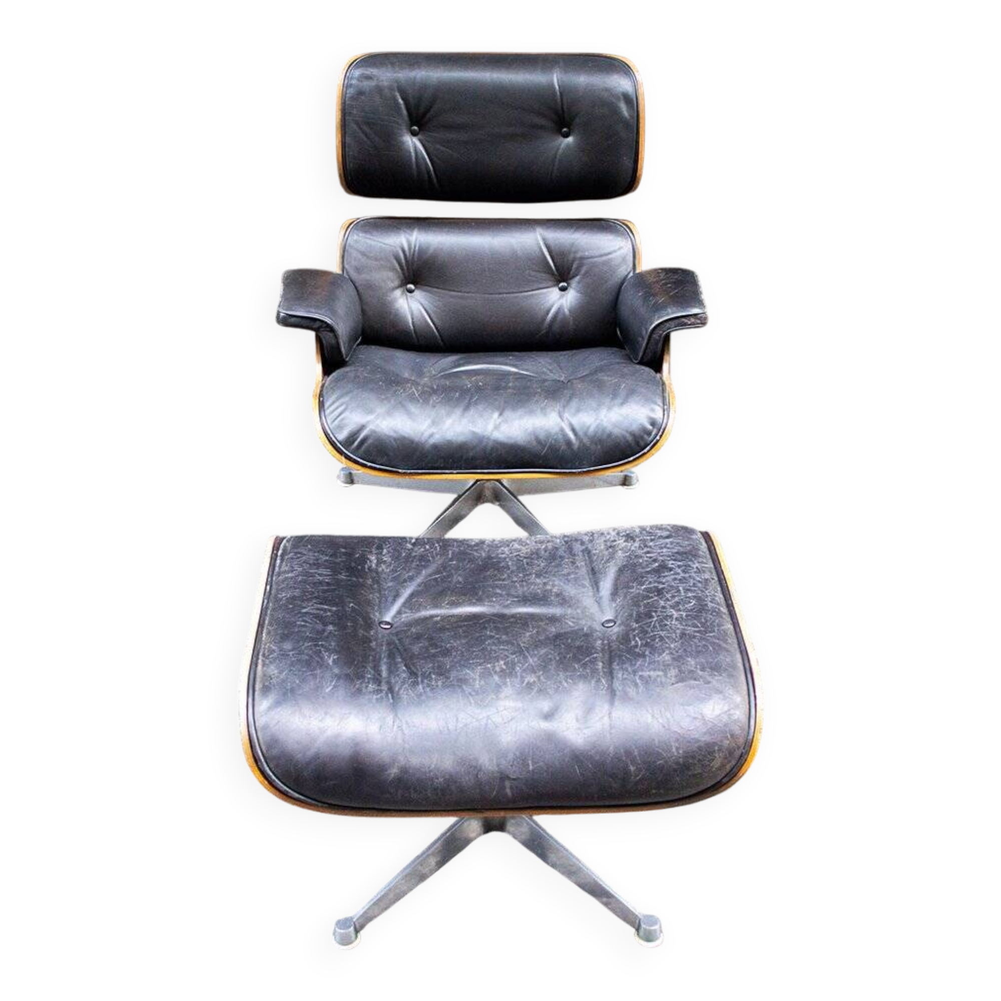 Poltrona con poggiapiedi di Charles & Ray Eames per Herman Miller, anni '70