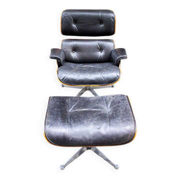 Poltrona con poggiapiedi di Charles & Ray Eames per Herman Miller, anni '70