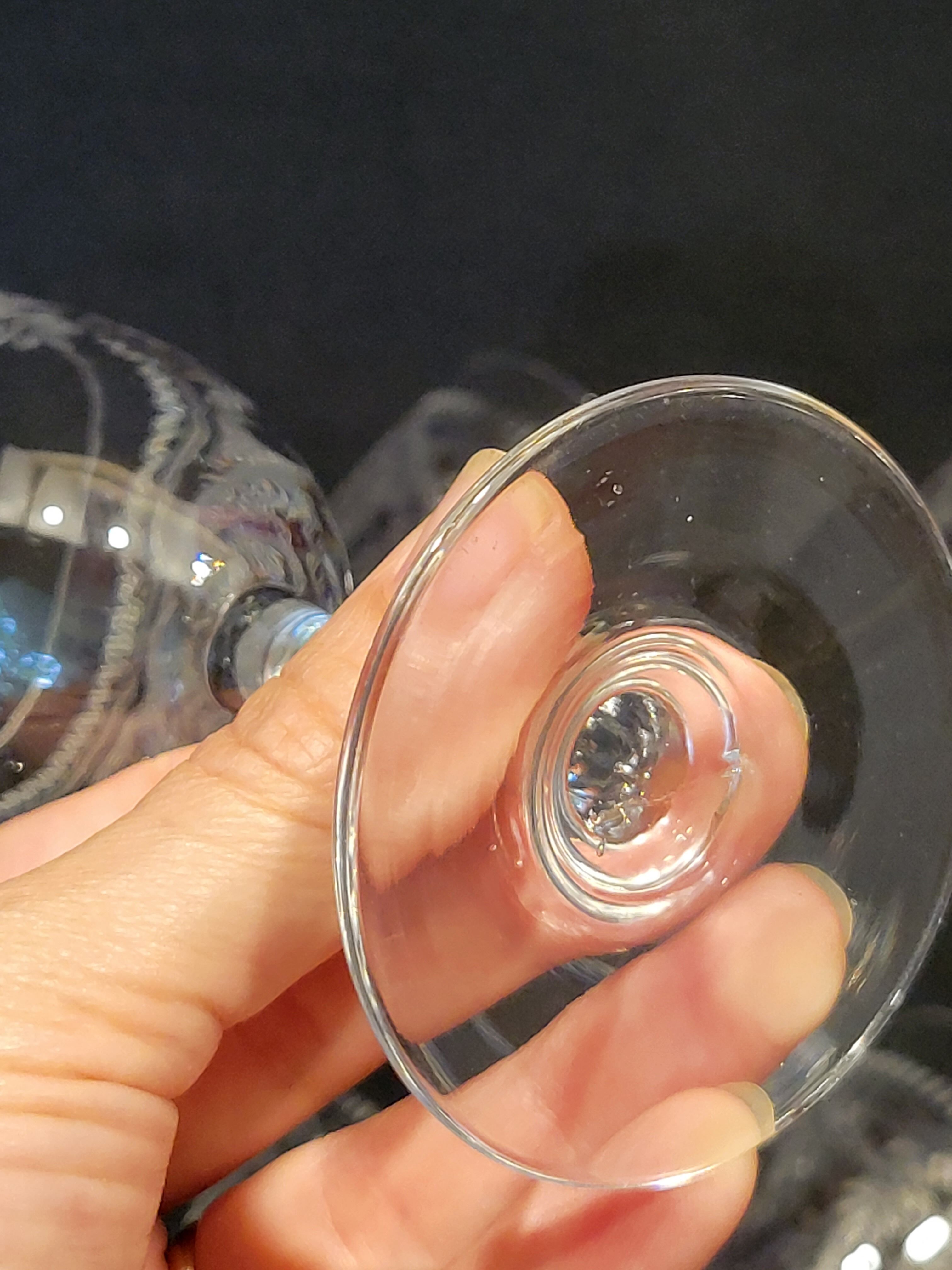 6 old glasses with engraved baccarat crystal wine stems