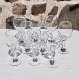 Set of 9 glasses on foot