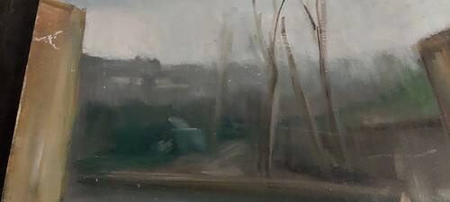 Peinture à l'huile sur carton toilé, vue de Florence, première moitié du XXe siècle