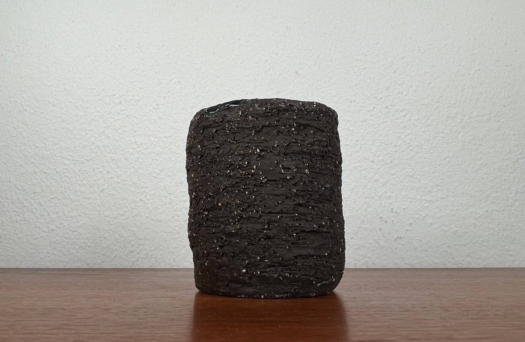 Brutalist studio pottery vase from the mid-century, signed 55.