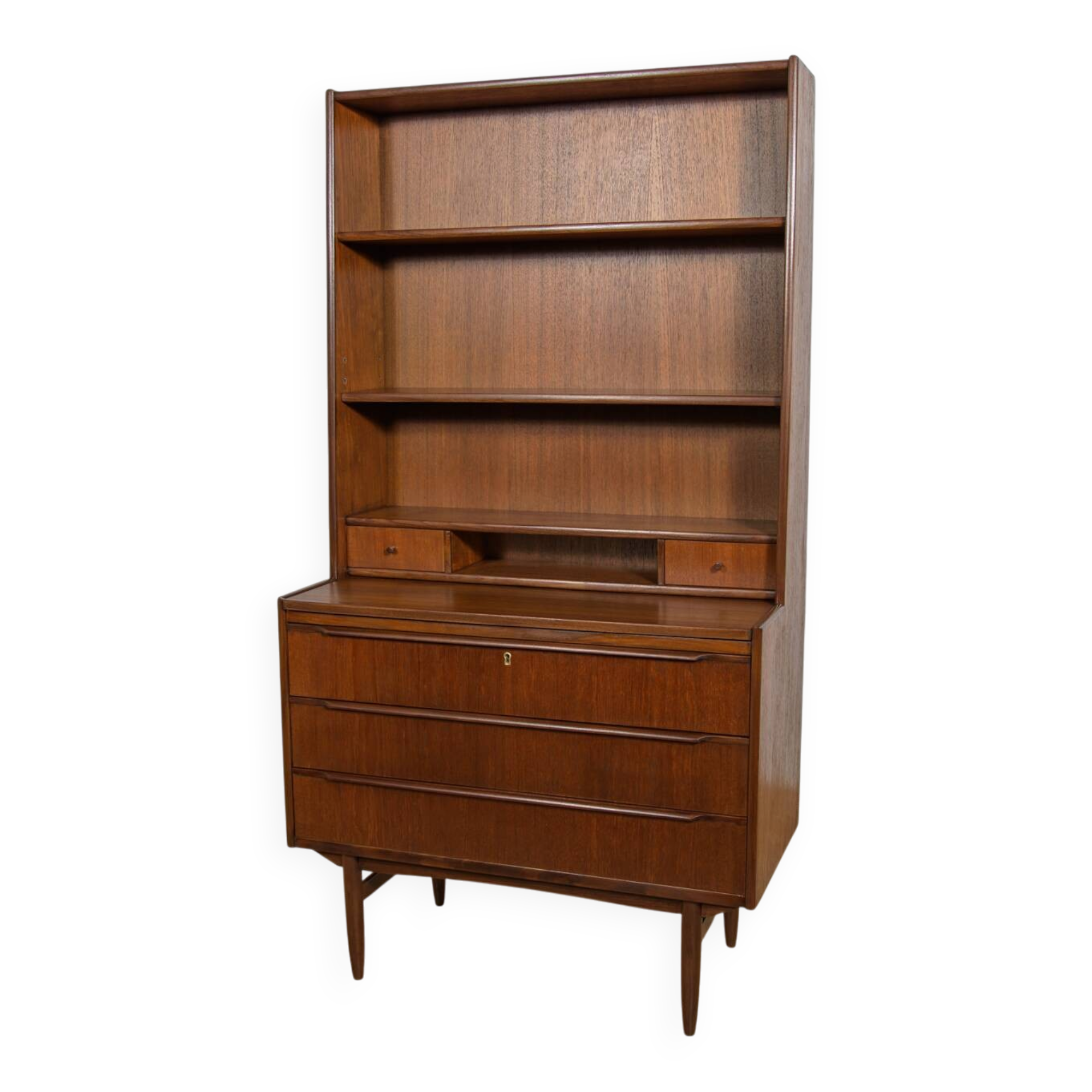 Mid-century teak shelf with pull-out top, Denmark, 1960s
