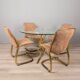 Ensemble de 4 chaises et table vintage années 70 en métal doré design gastone rinaldi