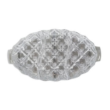 Compartmentalized dish in chiseled glass