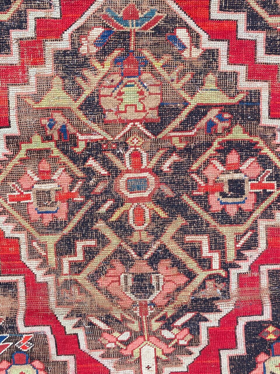 Ancient Caucasian carpet Karabakh handmade 115x270 cm