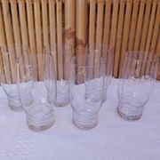 6 large old orangeade glasses - engraved crystal base, typical of the 1930s