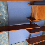 Bibliothèque scandinave en teck murale 1,8 m x 1,1 m