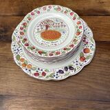 6 assiettes et 1 plat Gien XXe siècle