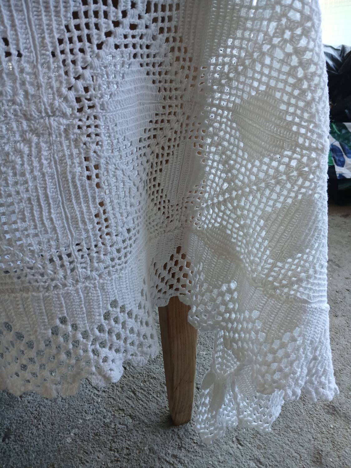 Handmade crochet antique bedspread