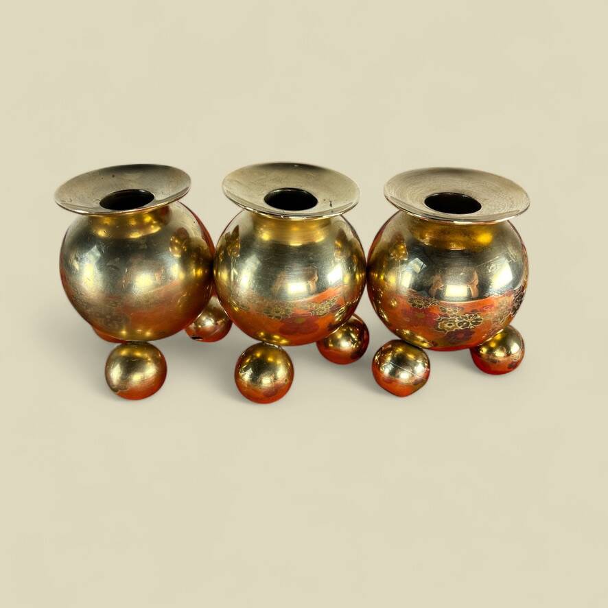 Vintage brass candlesticks Gusum Sweden 1980 x3