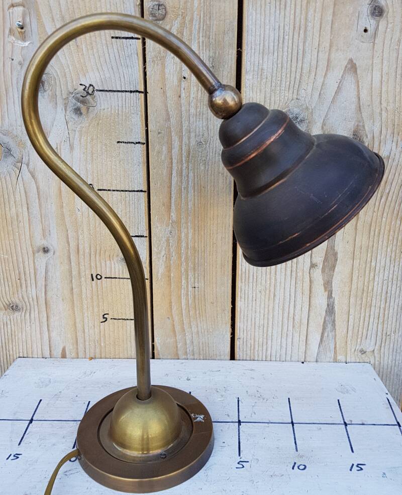 Antique English copper desk lamp