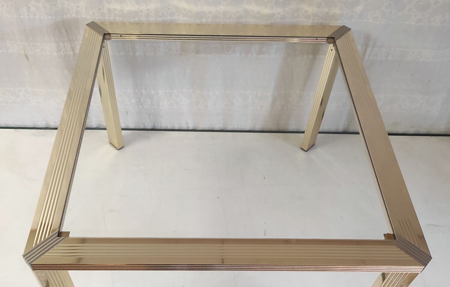 Gold metal and glass coffee table - 70s/80s