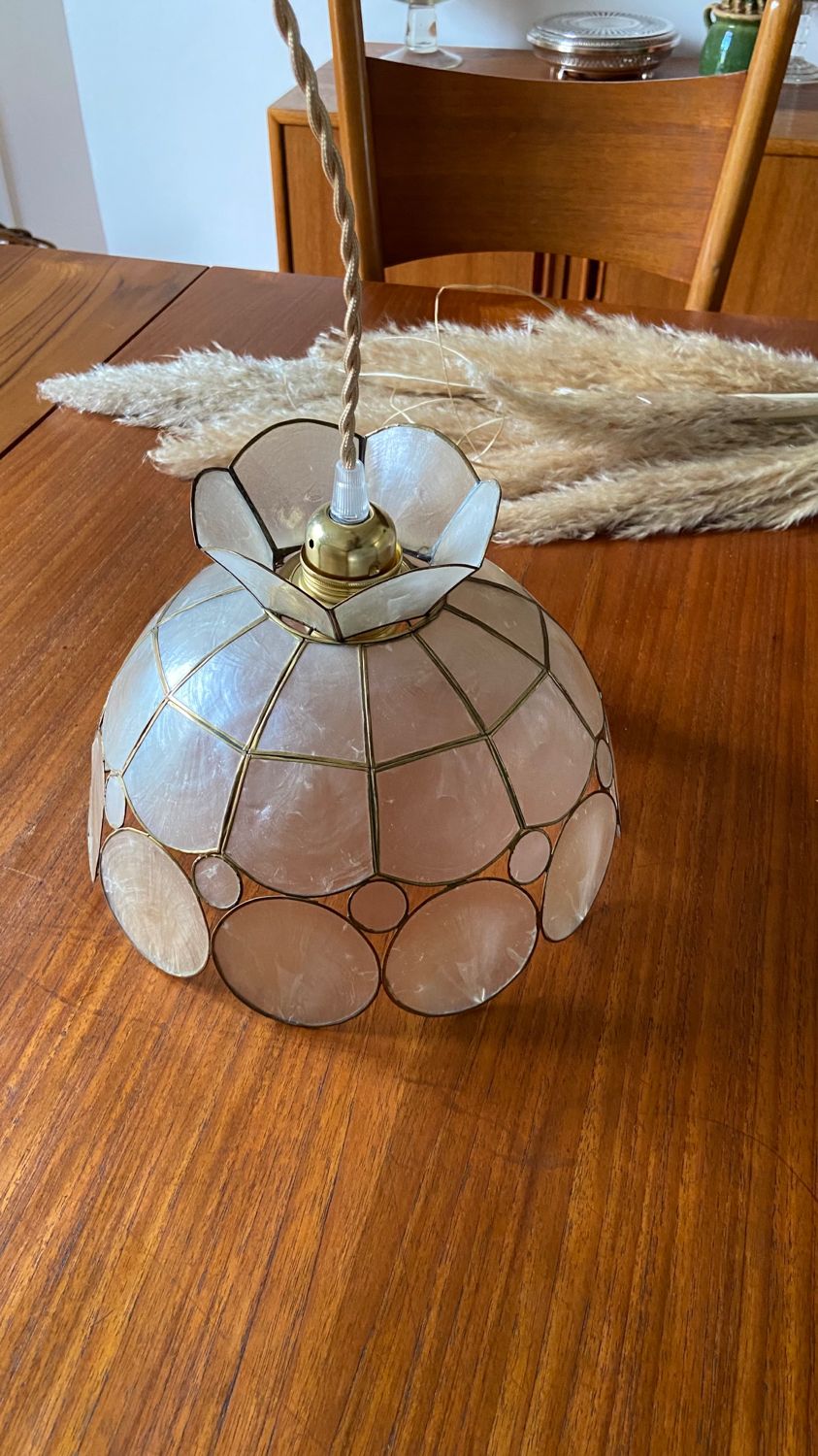Suspension vintage en nacre et laiton