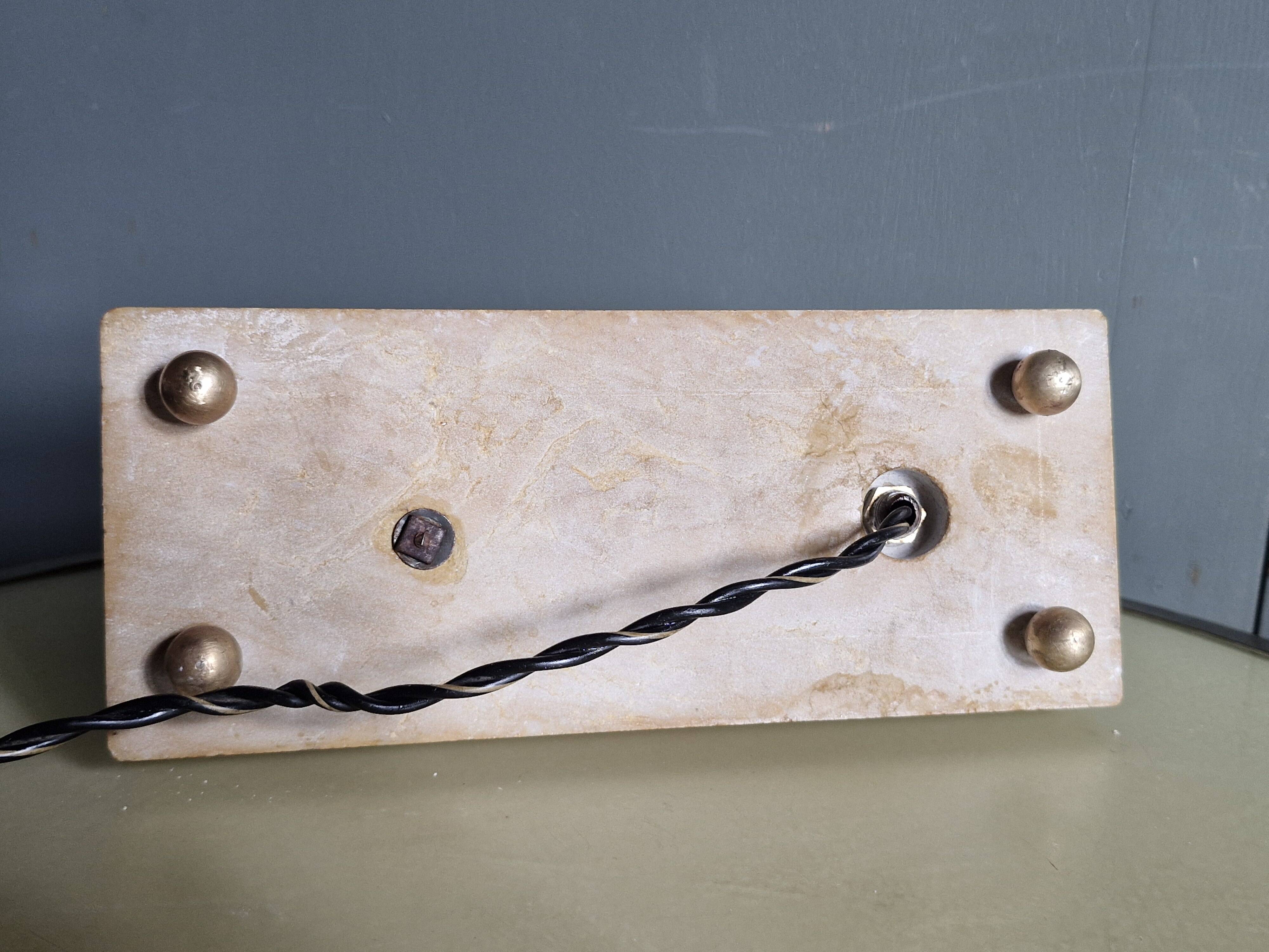 Lamp / Art Deco Night Light Penguin & Cracked Glass Globe on Base