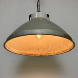 Grey metal industrial factory hanging lamp, 1960s