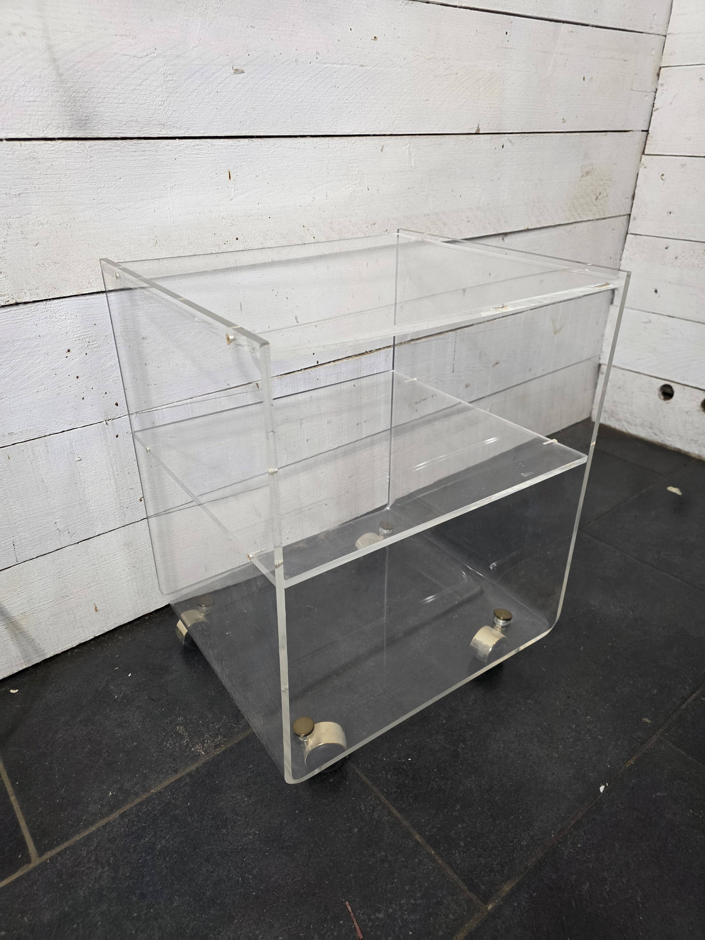 1970s Plexiglas Bedside Table