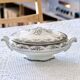 19th century vegetable dish, iron earth Onnaing, sepia, moss roses