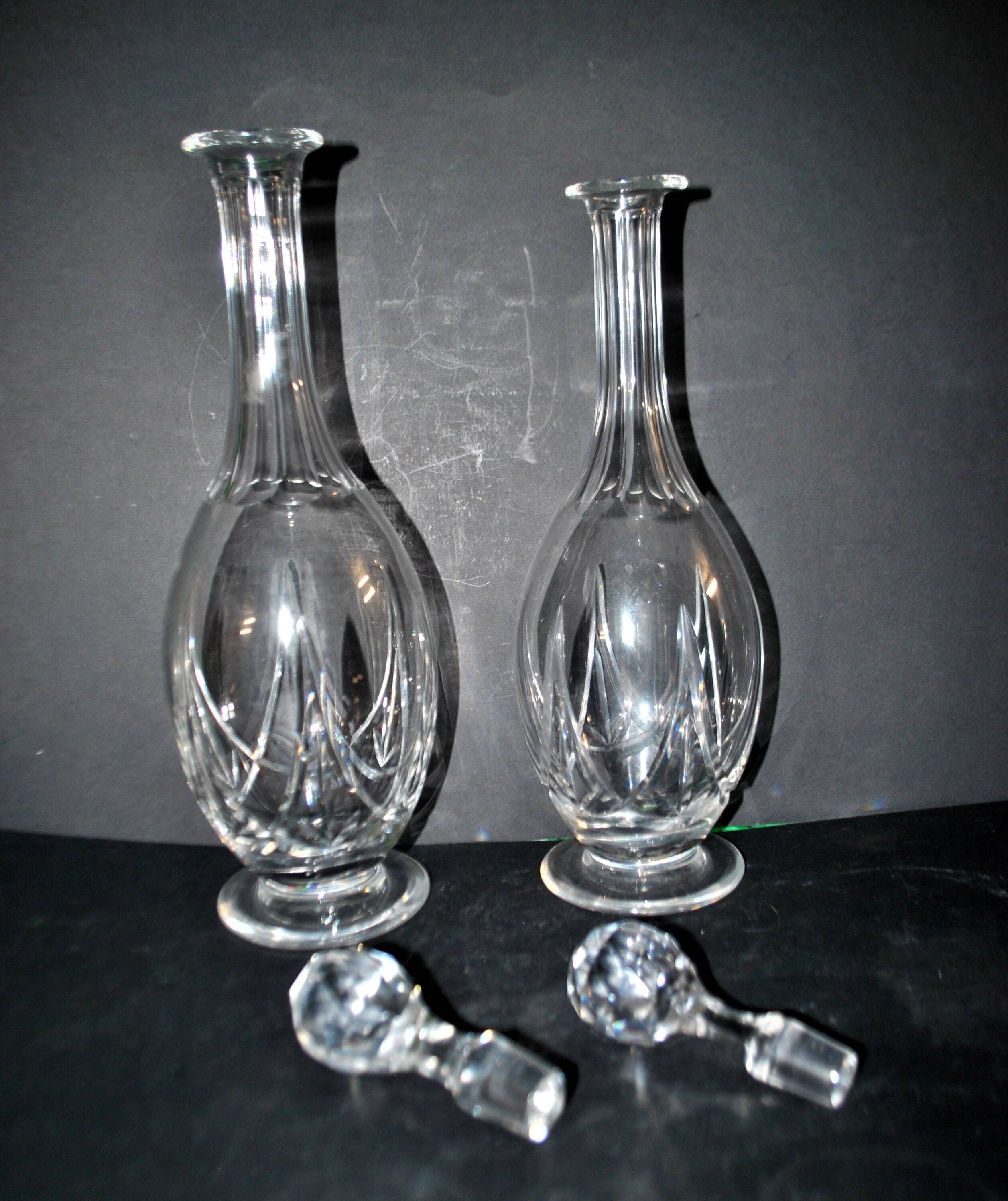 Saint-louis set of 2 antique lasalle cut crystal carafes 1930