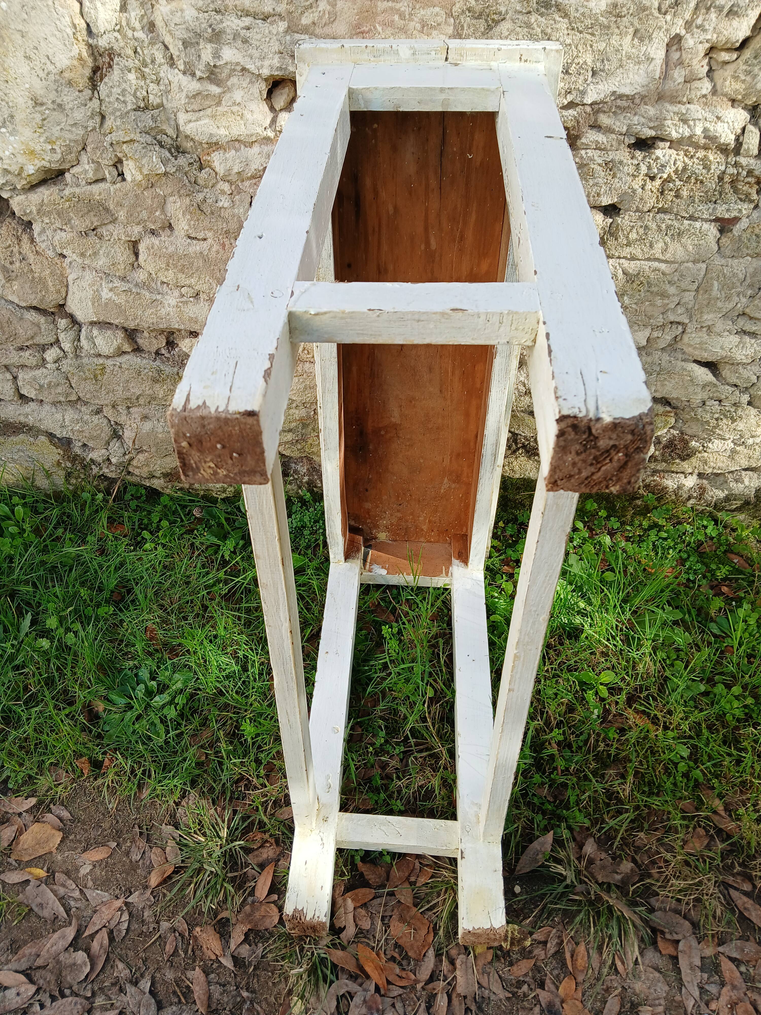 Table d'appoint, console en bois blanc patiné