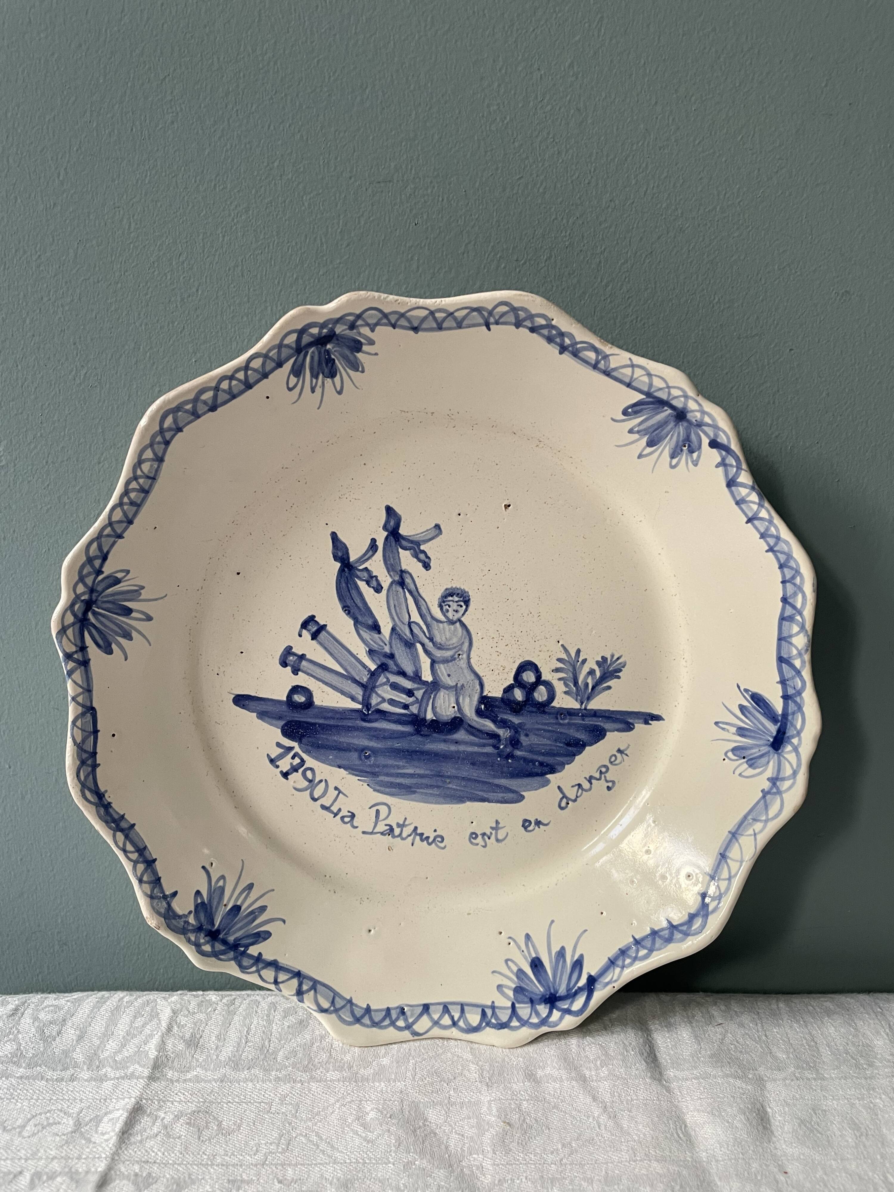 Nevers earthenware patronymic plate